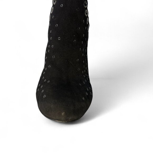 Alaia Women's Grommet Embellished Black Suede Mid Ankle Booties Size EU 37 NWOT - Picture 9 of 16